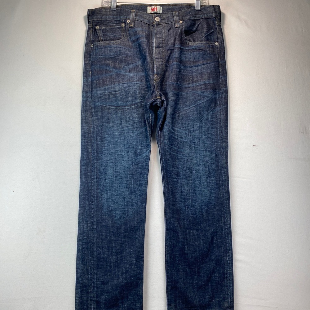 Levi's 501 Original Straight Leg Button Fly Mens 34x30 Dark Wash Indigo Denim